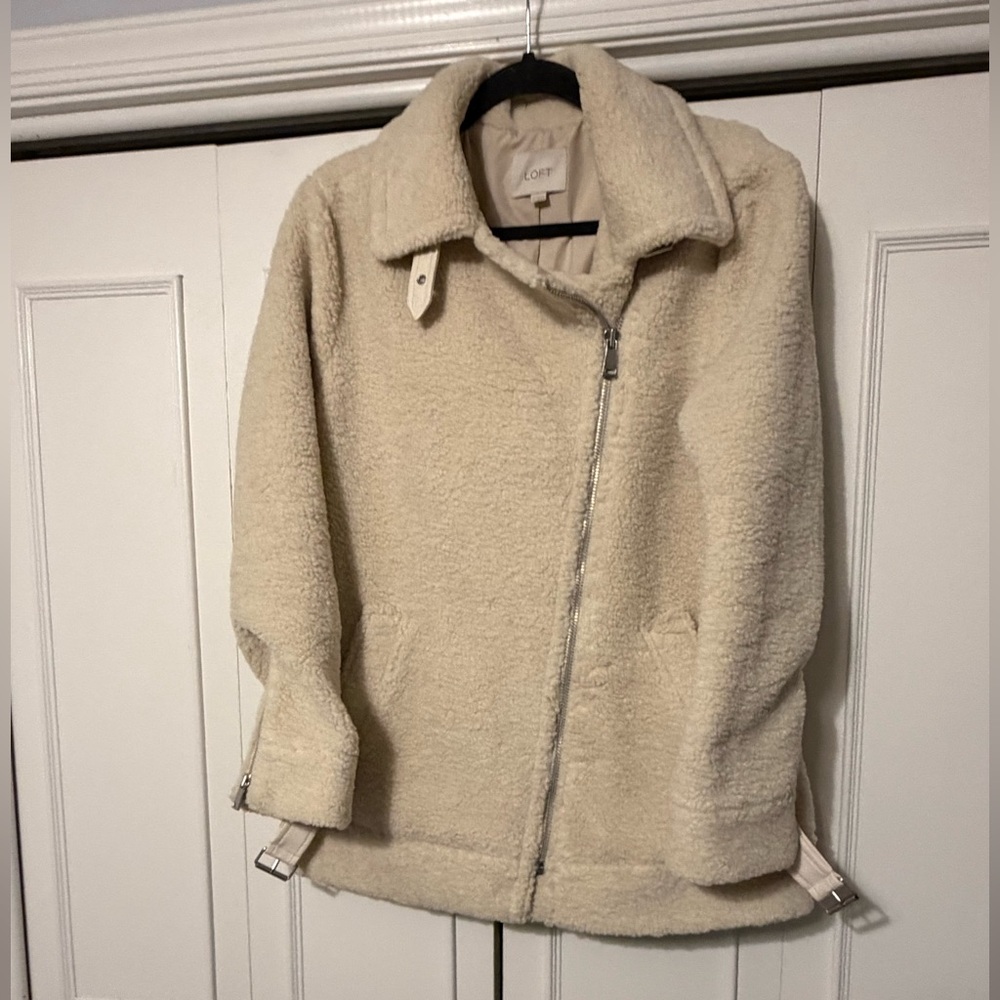LOFT Off-White Teddy Jacket for Women